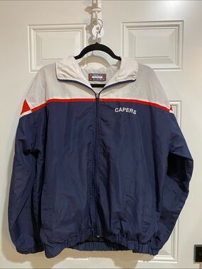 Capers Navy, White & Red Retro Windbreaker Jacket